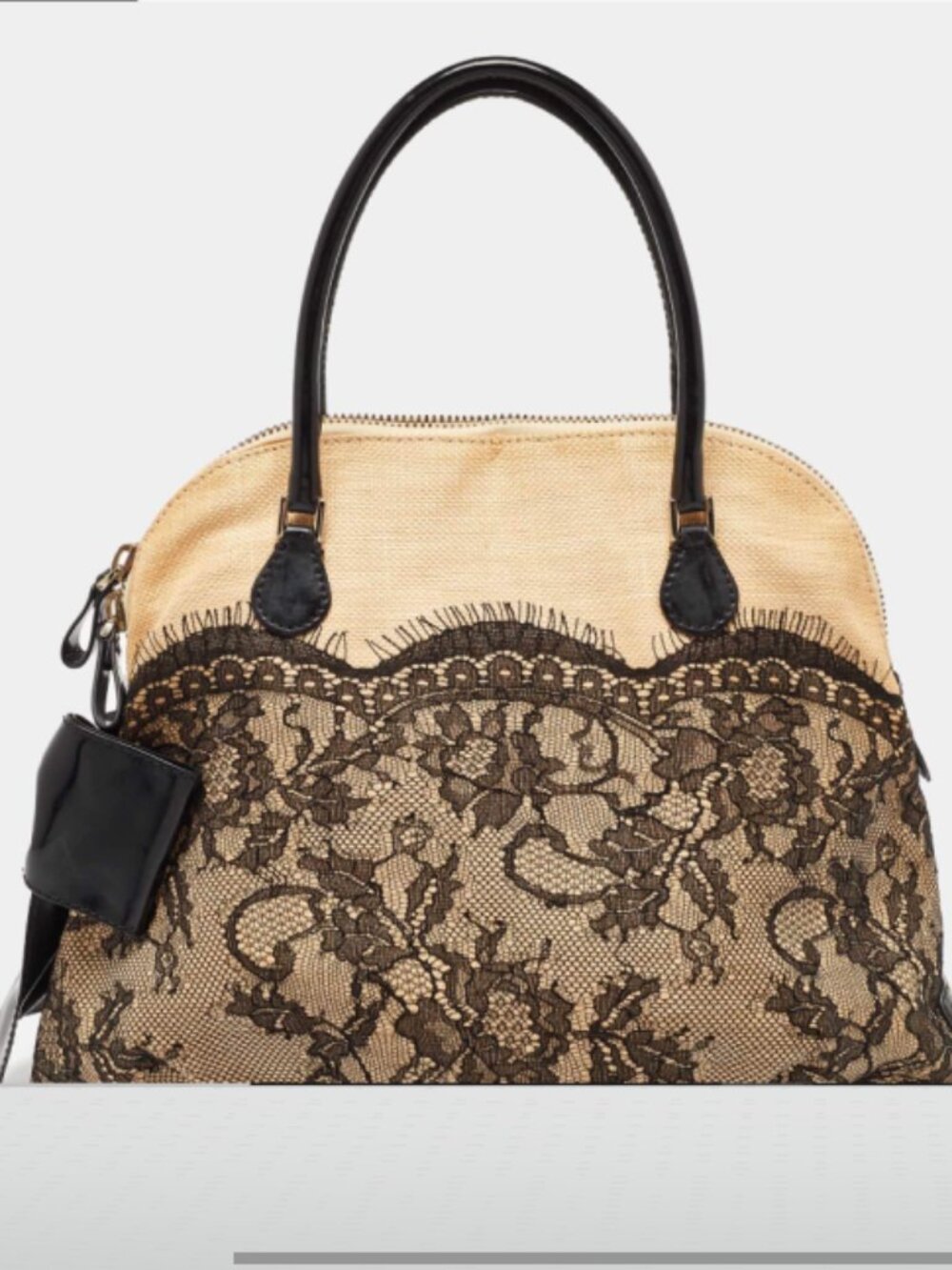 Valentino Lace Raffia Patent Bow Dome Bag ASO Jennifer Love Hewitt
